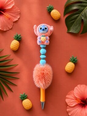 Stitch Plush Pineapple Character Pom-Pom Pen adorable